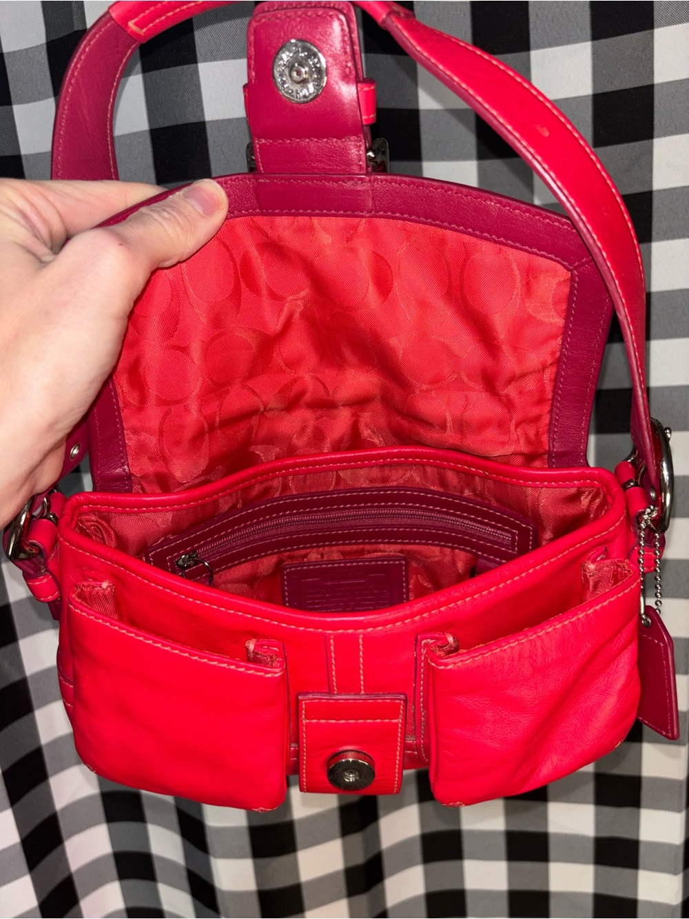 Coach Y2K SoHo Red Leather “It Girl” Shoulder Bag 2004 - Picture 6 of 8